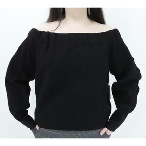 Good American Womens Off Shoulder‎ Sweater XXL 5 Black Cut Out Sleeve Pullover